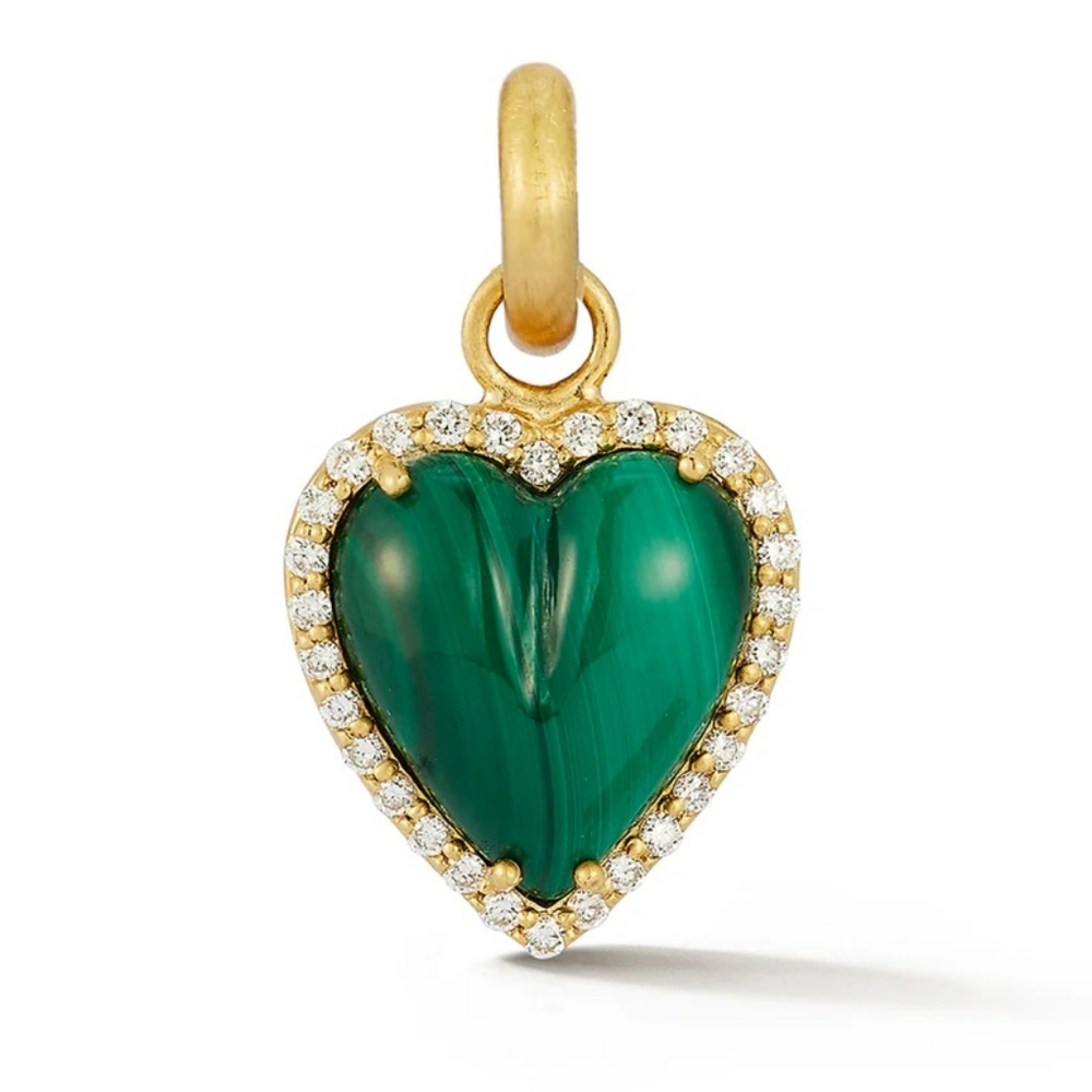 Storrow Fine Jewelry 14K GOLD DIAMOND & MALACHITE ALANA HEART CHARM